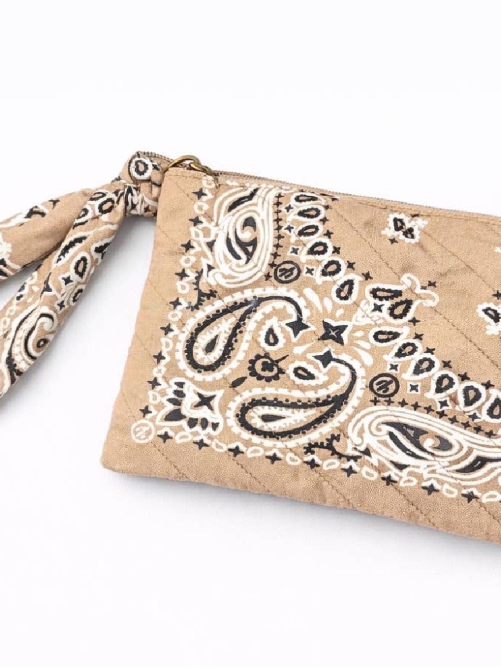 NWT Panache Bandana Boho Paisley Print Clutch Handbag Purse Tan - Picture 6 of 6